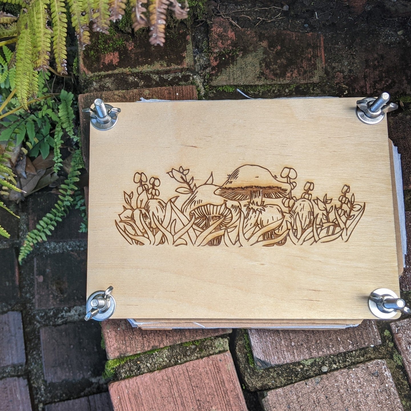Mushroom Engraved Flower Press Kit | Personalized Wood Press | Herb Press Kit | Botanical Press | Flower Preservation | Mushroomcore Gift