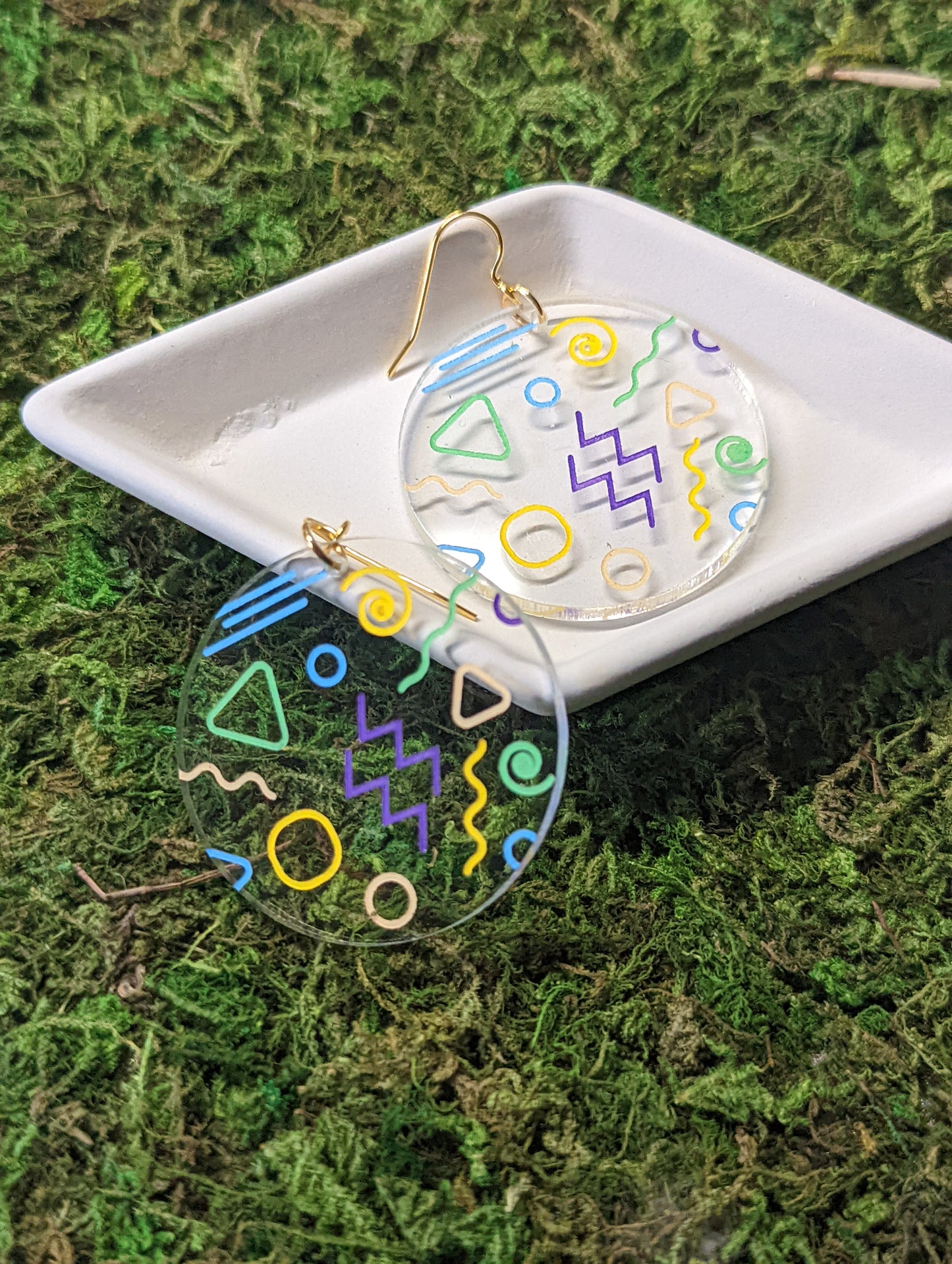 90s Inspired Acrylic Earrings | 90s Pattern Earring | Y2K Earring | Retro Fashion | Memphis Style Earrings | Retro Geometric Earrings