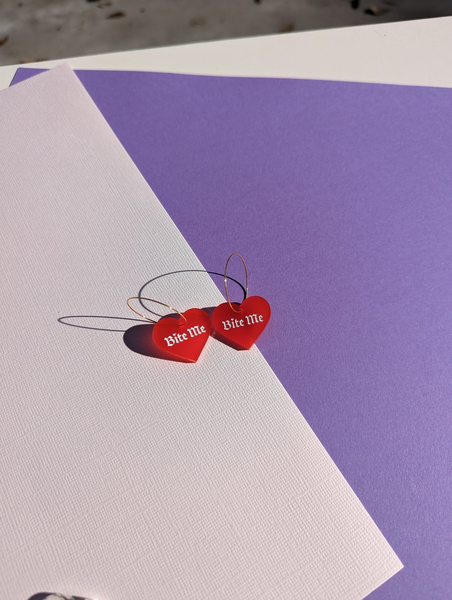 Bite Me Earrings | Anti-Valentine's Day Earrings | Cheeky Earrings | Heart Hoop Earring | Femme Earring | Red Heart Earrings