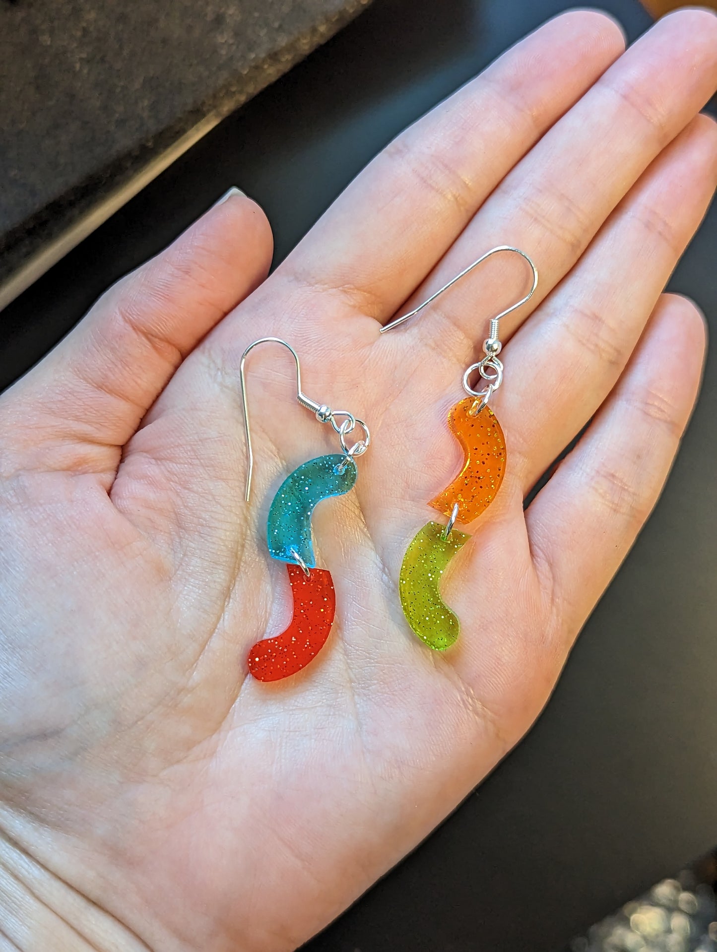 Gummy Worm Earrings | Glitter Earrings | Candy Earrings | Sweet Earrings | Gummy Candy Earrings | Gifts for Her | Snack Meme Food Jewelery