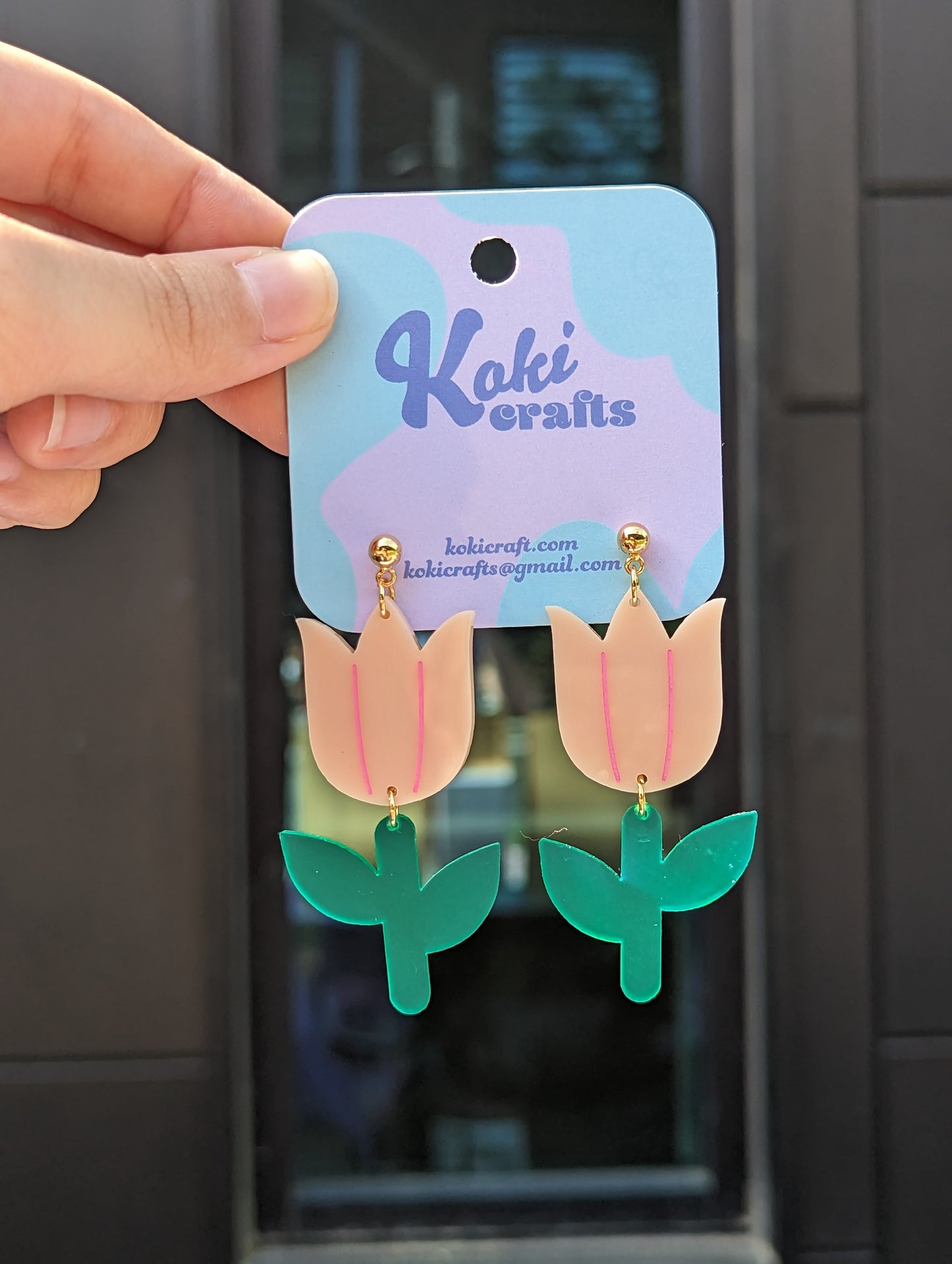 Tulip Earrings | Spring Earrings | Pastel Flower Earrings | Pink Tulip | Bold Earrings | Multicolor Flower Dangles | Acrylic Flower