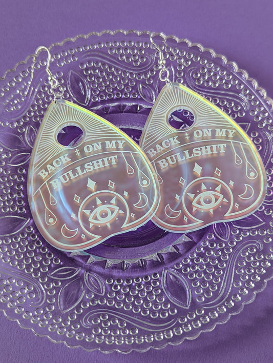 Ouija Planchette Earrings | Spooky Earrings | Occult Earrings | Witchy Statement Earrings | Iridescent Halloween Earrings